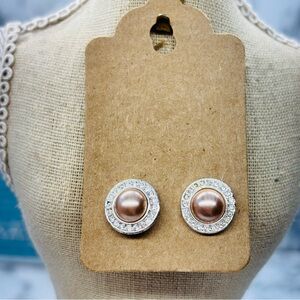 Avon Rose Gold and Silver Halo Earrings